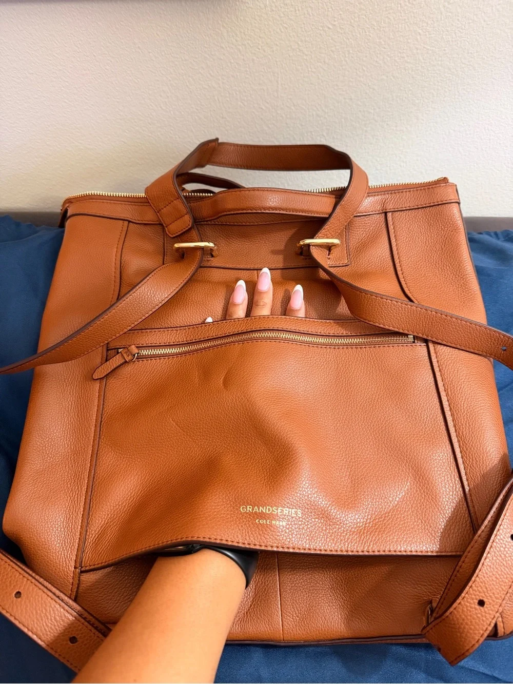Cole Haan Tan Leather Convertible Backpack Tote